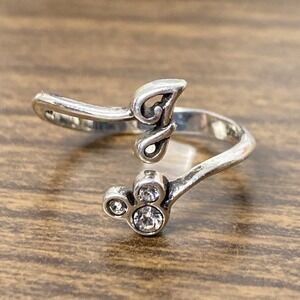 VTG Disney Adjustable Open Sterling Silver "J" & CZ Mickey Mouse Ring Size 6